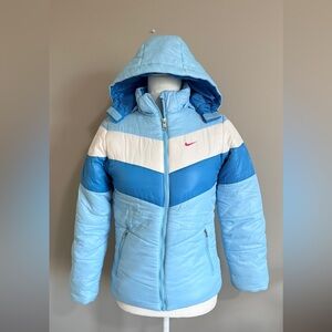 Nike Sky Blue Hooded Puffer Kids Jacket